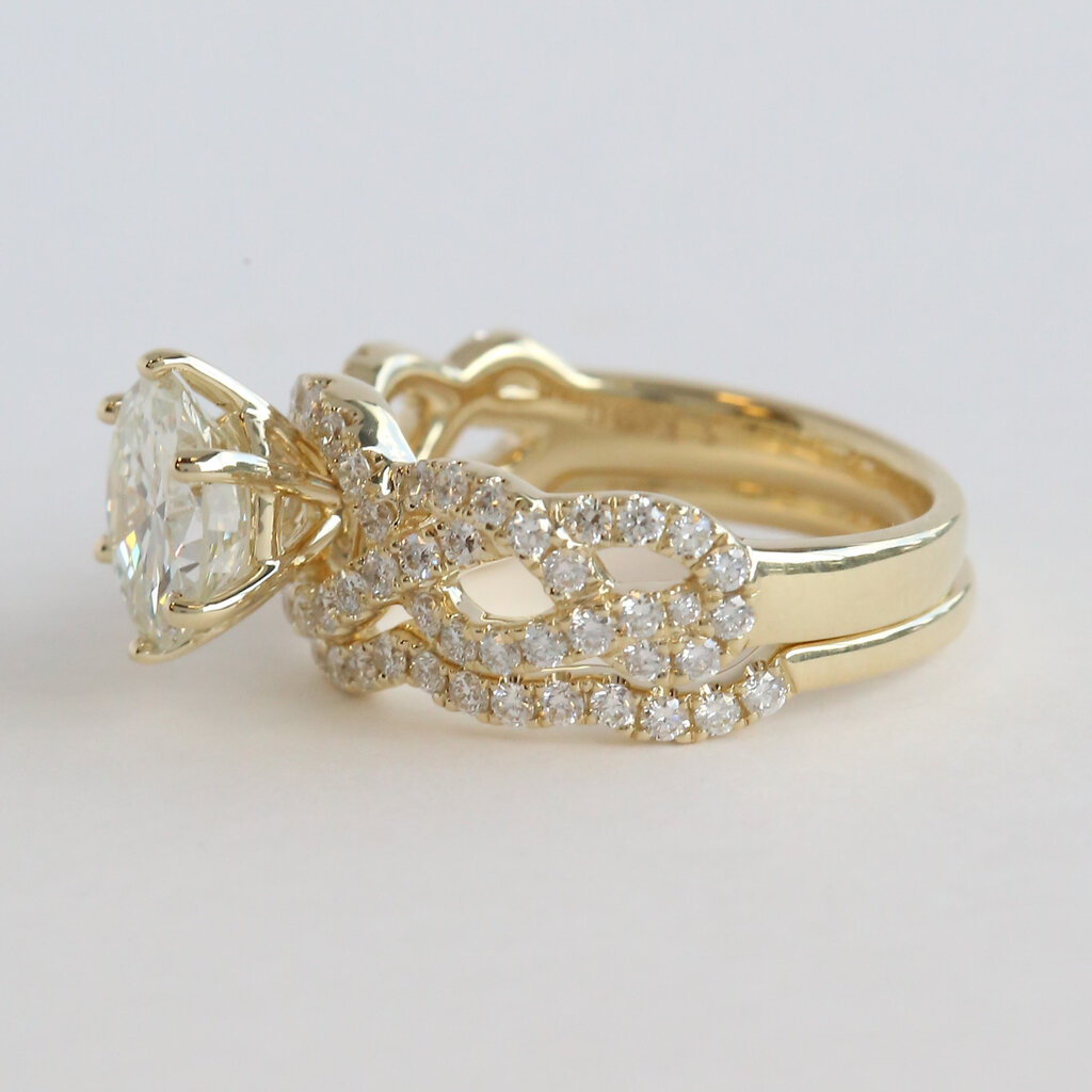 American Jewelry 14k Yellow Gold 2.98ctw (2.06 K/VS1) Round Diamond Infinity Wedding Set