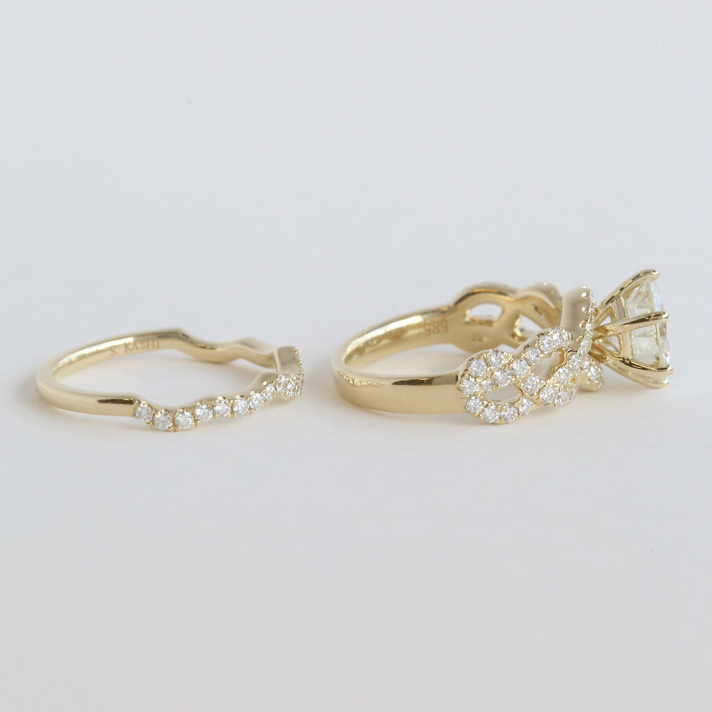 American Jewelry 14k Yellow Gold 2.98ctw (2.06 K/VS1) Round Diamond Infinity Wedding Set
