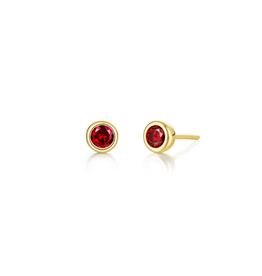 Lafonn Lafonn Sterling Silver Gold-Plated Lab Grown Garnet Bezel Set Stud Earrings