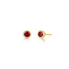 Lafonn Lafonn Sterling Silver Gold-Plated Lab Grown Garnet Bezel Set Stud Earrings
