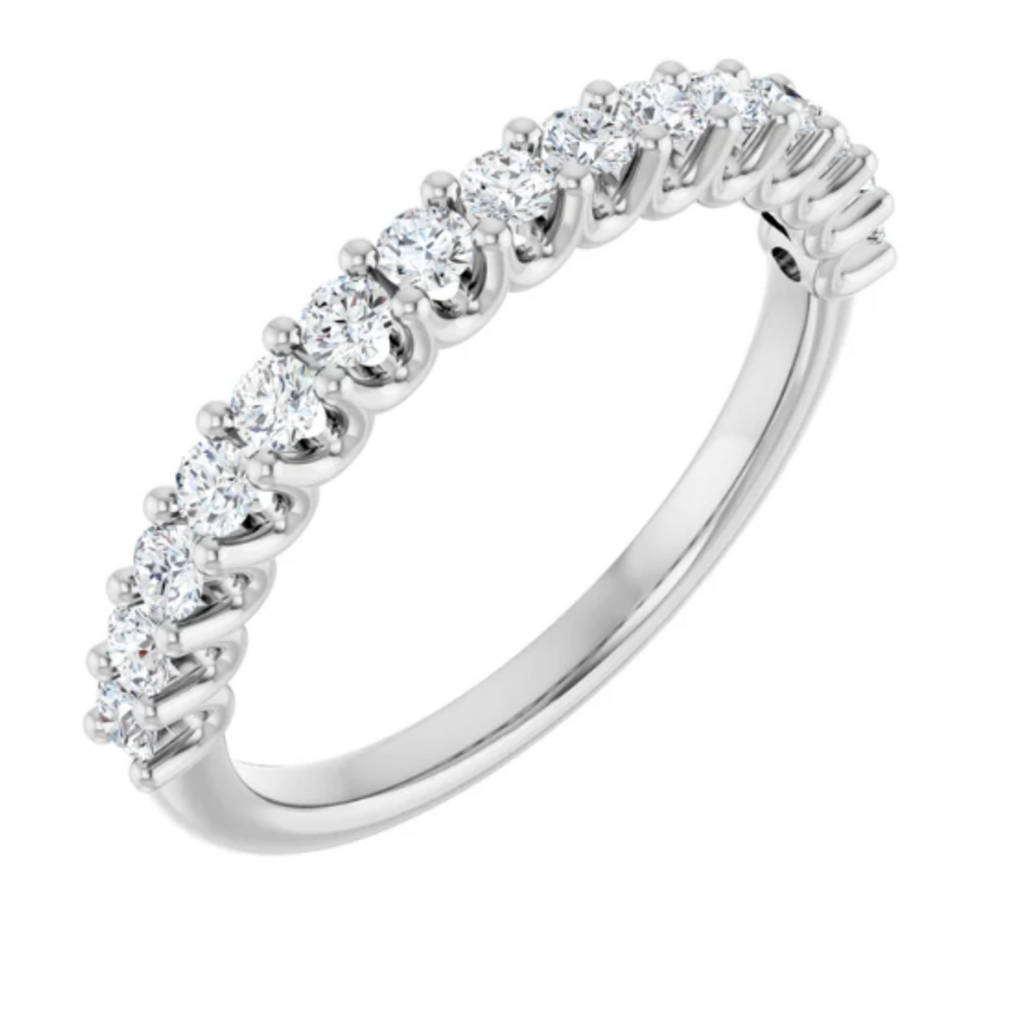 14k White Gold 3/8ctw Round Diamond Wedding Band (Size 7)