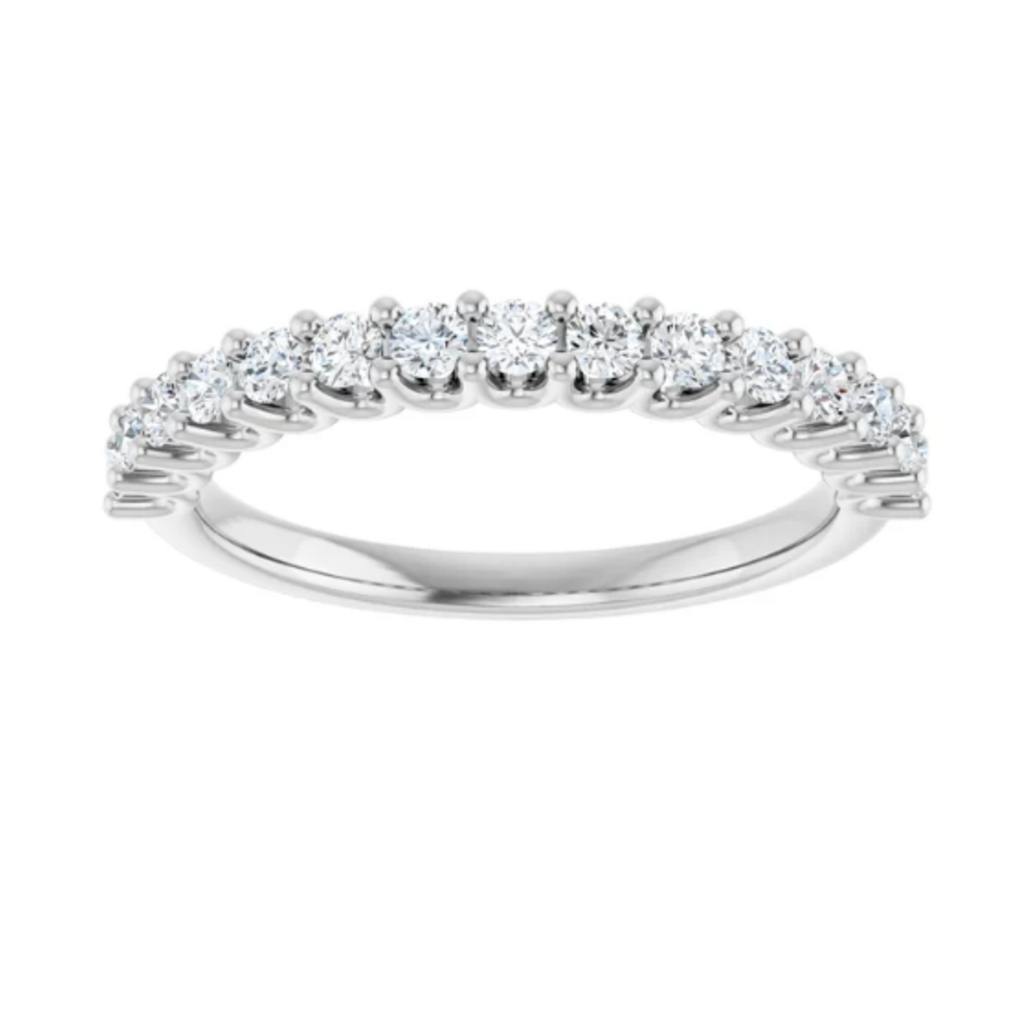 14k White Gold 3/8ctw Round Diamond Wedding Band (Size 7)