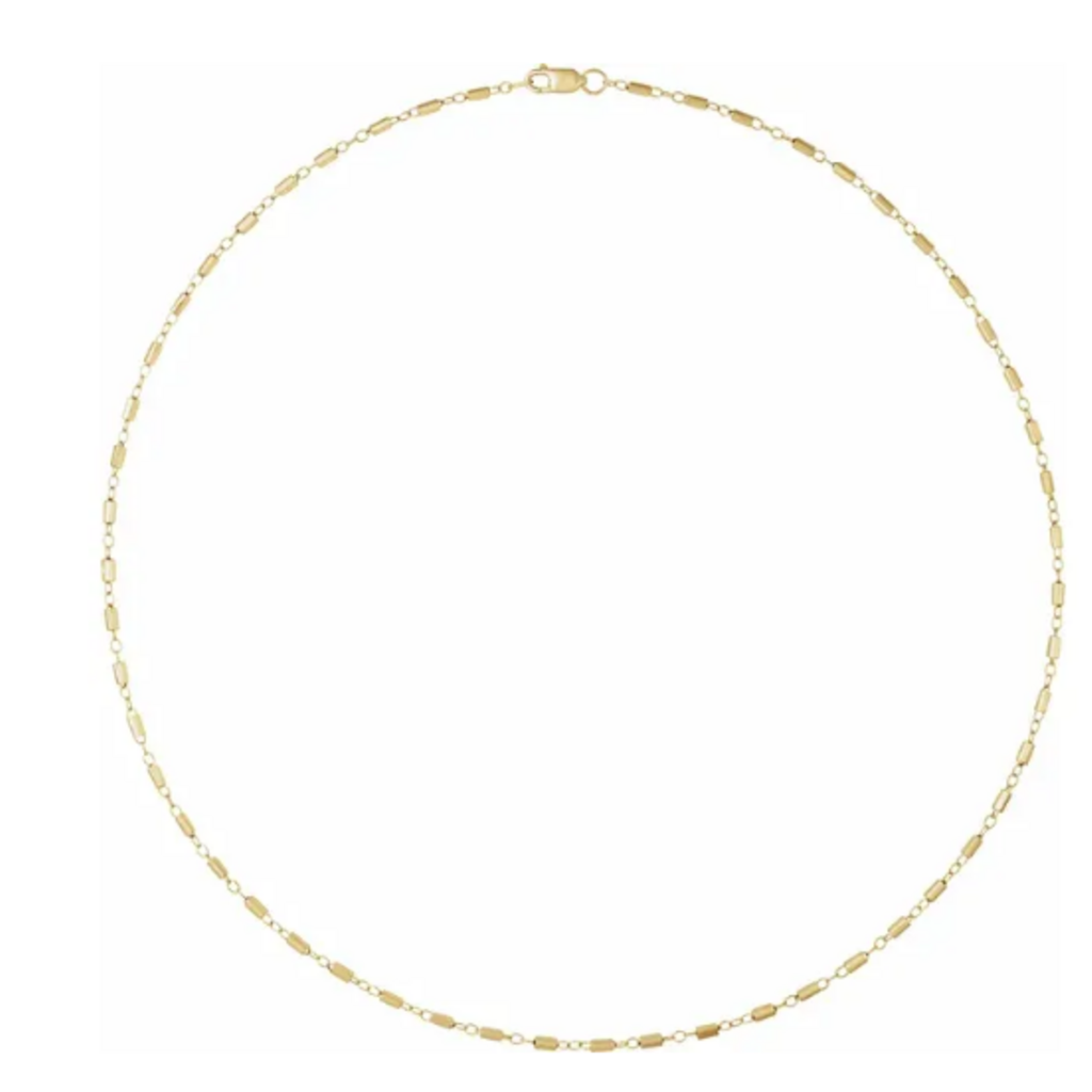 14k Yellow Gold-Filled Bar Link Cable Chain (18")