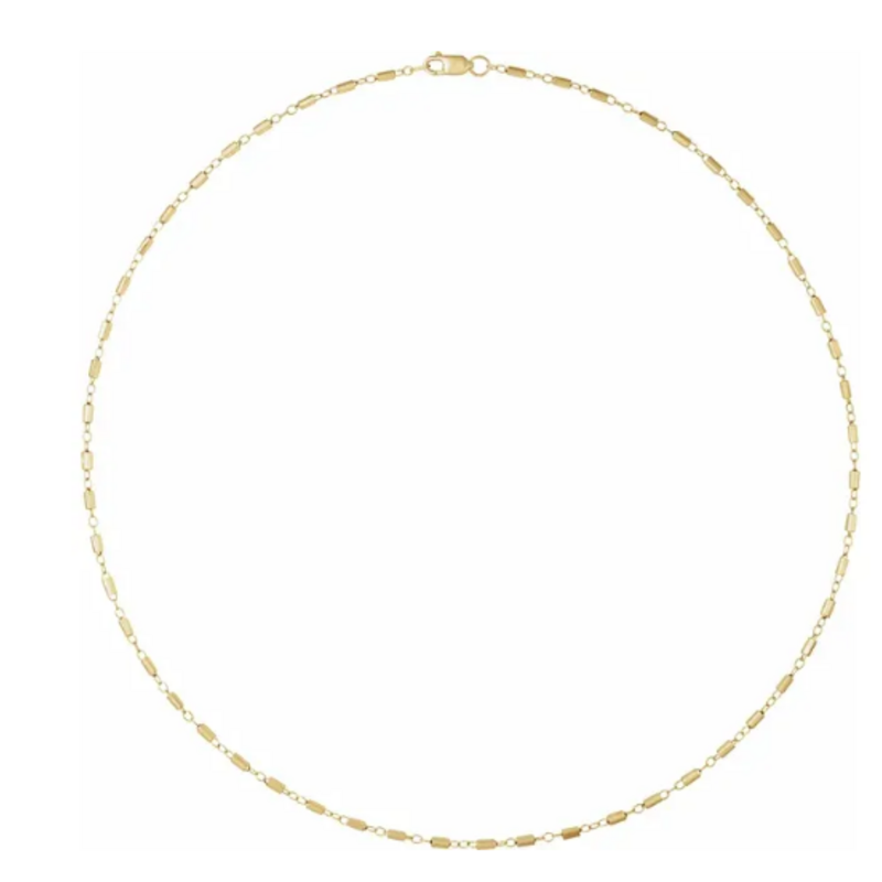 14k Yellow Gold-Filled Bar Link Cable Chain (18")