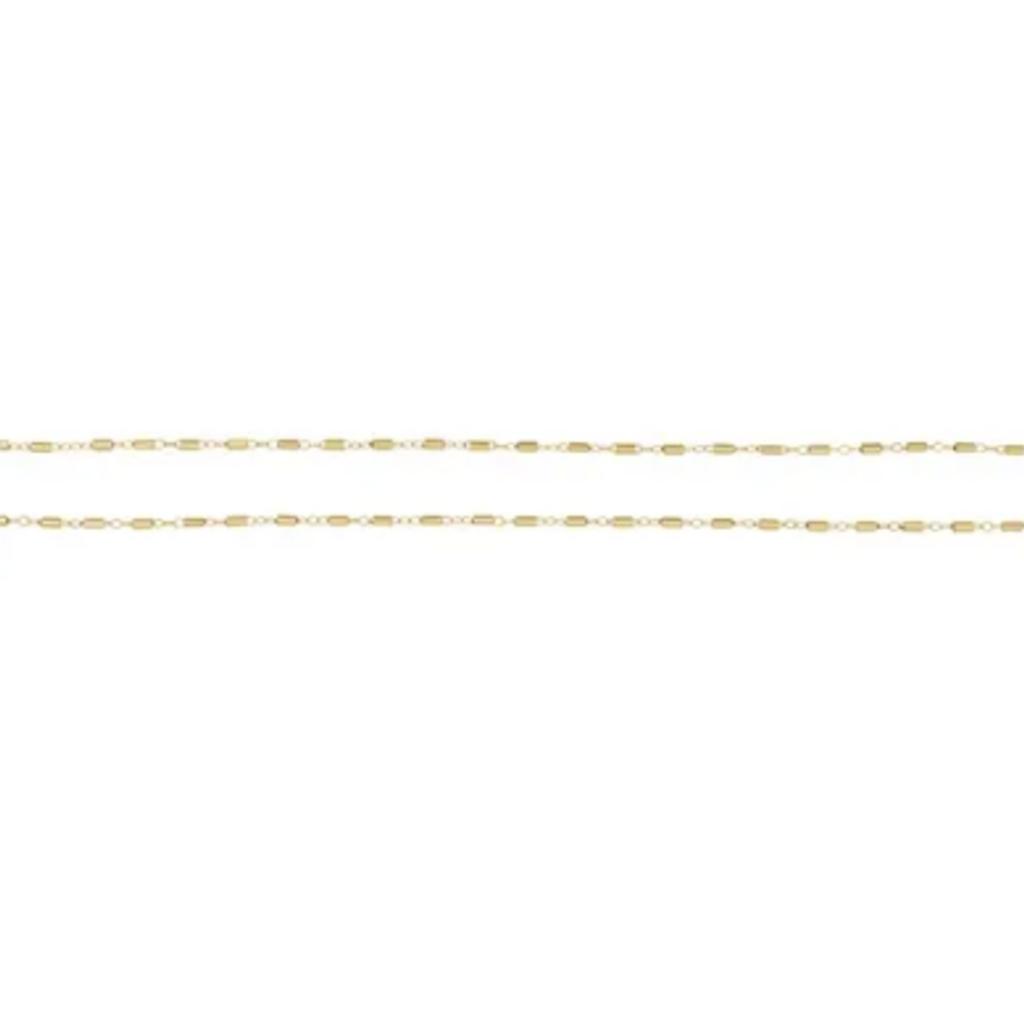 14k Yellow Gold-Filled Bar Link Cable Chain (18")