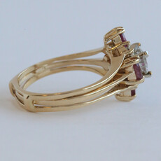 American Jewelry ESTATE 14k Yellow Gold Approx. .80ctw Diamond .30ctw Ruby Accent Engagement Ring