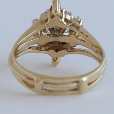 American Jewelry ESTATE 14k Yellow Gold Approx. .80ctw Diamond .30ctw Ruby Accent Engagement Ring