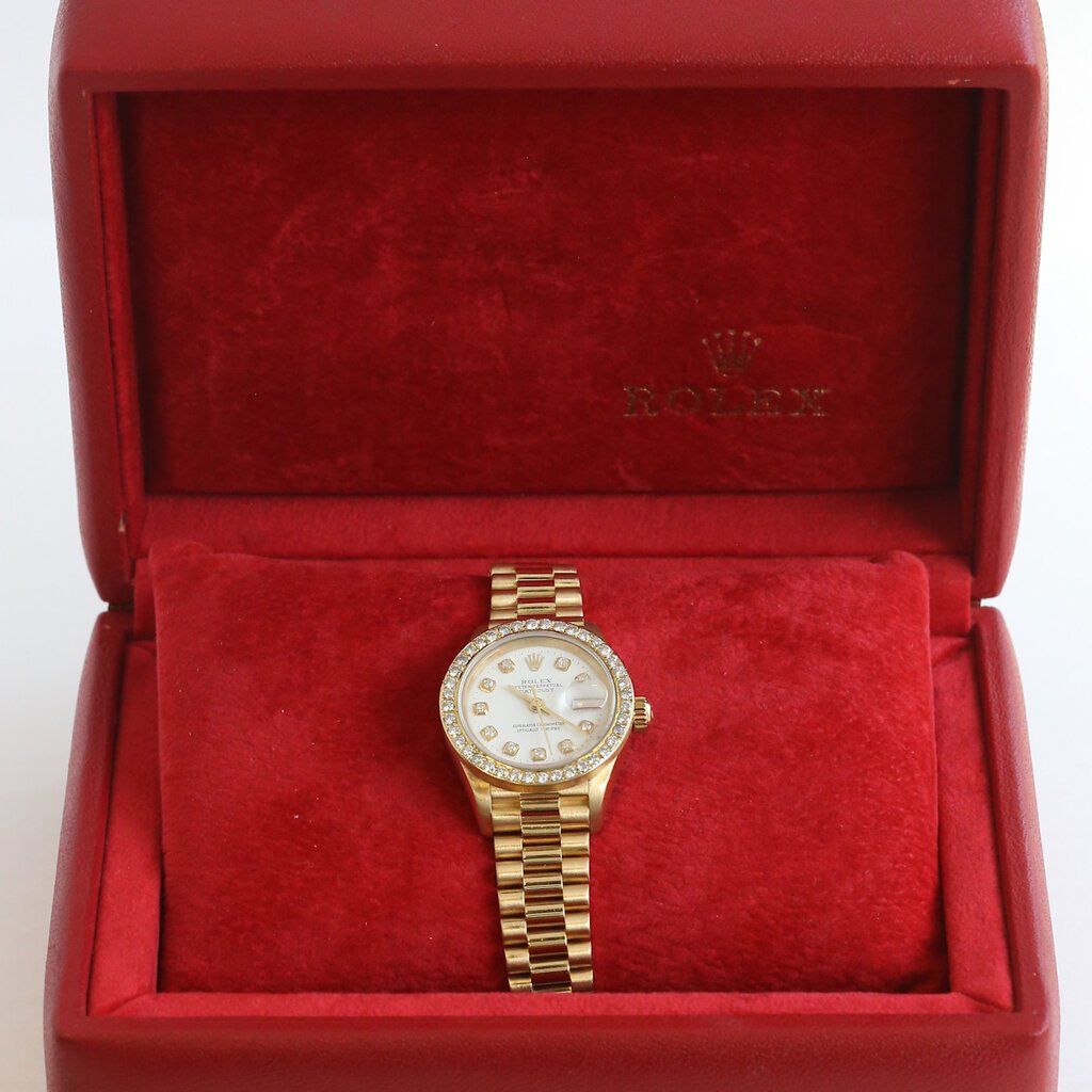 Rolex Pre-Owned 18k Rolex President Ladies Watch w/ Diamond Bezel & Markers