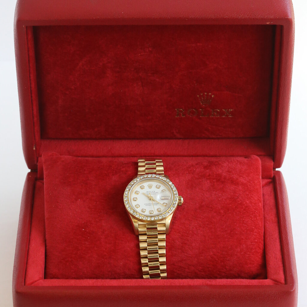 Rolex Pre-Owned 18k Rolex President Ladies Watch w/ Diamond Bezel & Markers
