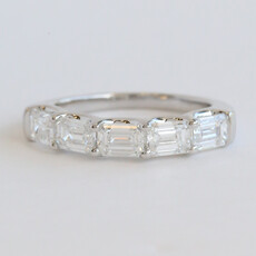 American Jewelry 14k White Gold 2ctw Lab Grown Emerald Cut Diamond 5 Stone Band Ring