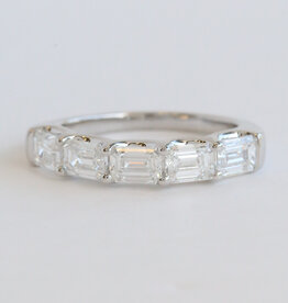 American Jewelry 14k White Gold 2ctw Lab Grown Emerald Cut Diamond 5 Stone Band Ring