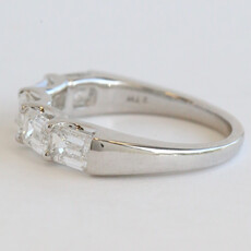 American Jewelry 14k White Gold 2ctw Lab Grown Emerald Cut Diamond 5 Stone Band Ring