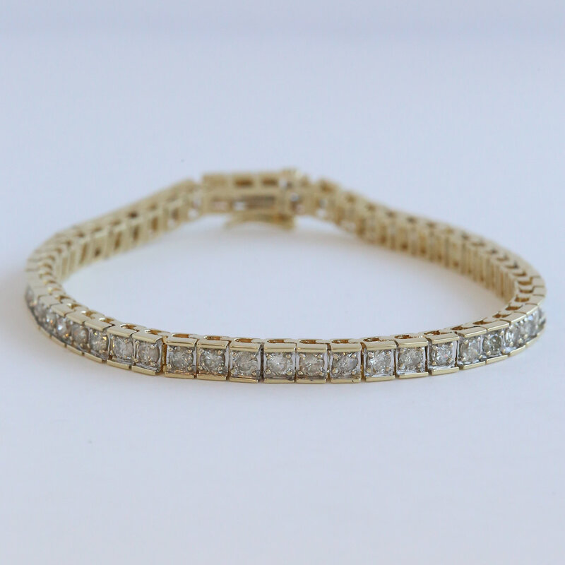 American Jewelry ESTATE 14k Yellow Gold Approx. 3ctw Diamond Tennis Bracelet