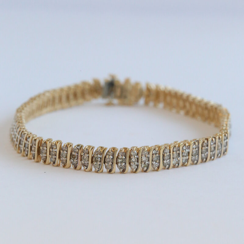 American Jewelry ESTATE 14k Yellow Gold 1ctw Diamond Bracelet