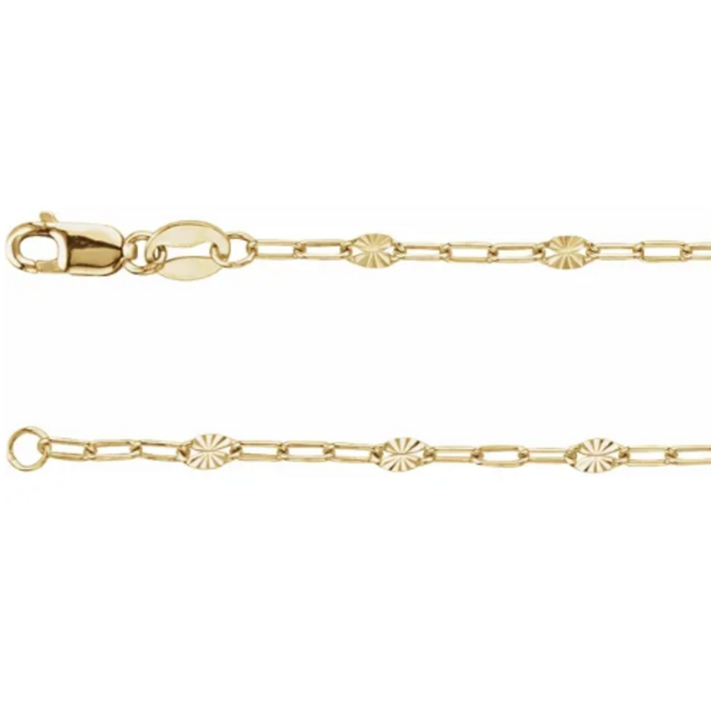 14k Yellow Gold-Filled 2.5mm Starburst Mini Paperclip Link Chain Necklace (18')