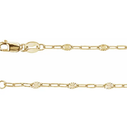 14k Yellow Gold-Filled 2.5mm Starburst Mini Paperclip Link Chain Bracelet (7")