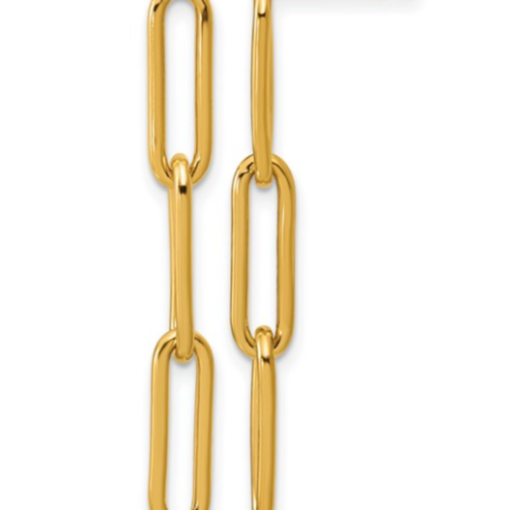 14k Yellow Gold-Filled Paperclip Link Dangle Post Earrings