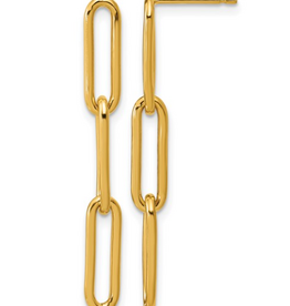 14k Yellow Gold-Filled Paperclip Link Dangle Post Earrings