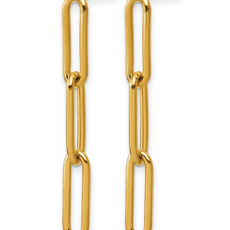 14k Yellow Gold-Filled Paperclip Link Dangle Post Earrings