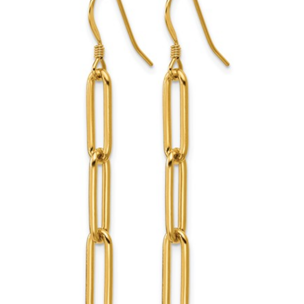 14k Yellow Gold-Filled Paperclip Link Dangle Hook Earrings