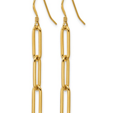 14k Yellow Gold-Filled Paperclip Link Dangle Hook Earrings