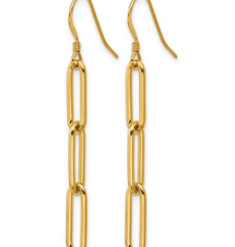 14k Yellow Gold-Filled Paperclip Link Dangle Hook Earrings