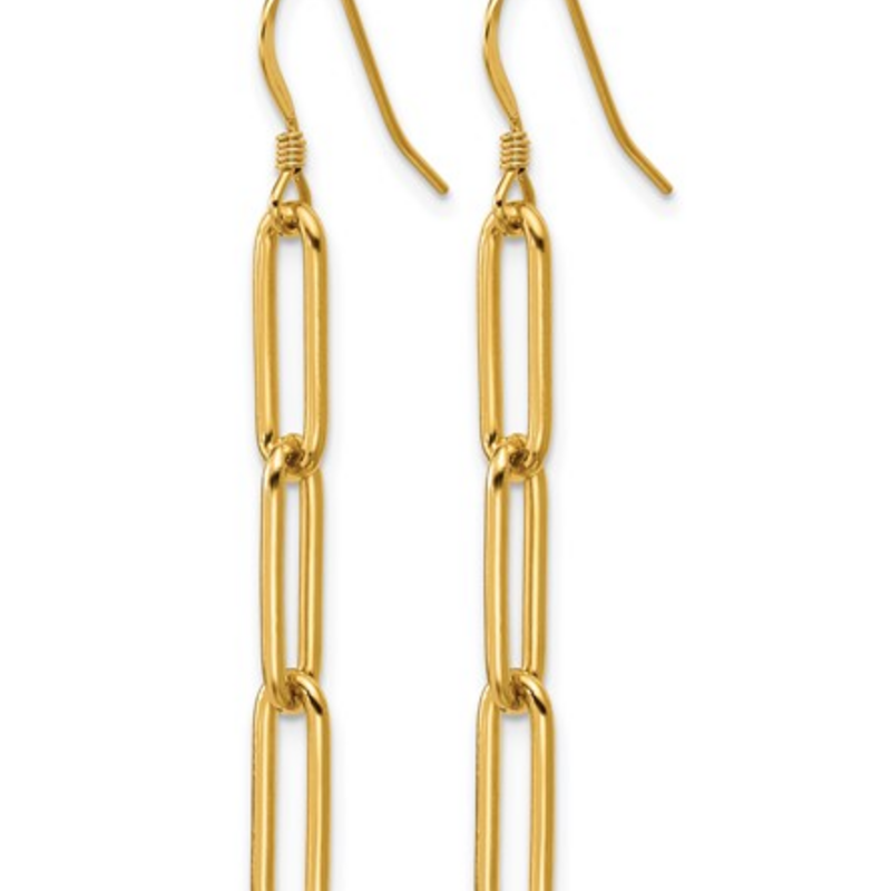 14k Yellow Gold-Filled Paperclip Link Dangle Hook Earrings