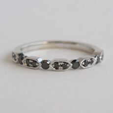 American Jewelry 14k White Gold  .30ctw Black Diamond Milgrain Stackable Band Ring