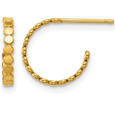 14k Yellow Gold-Filled 12mm Flat Beaded Hoop Earrings
