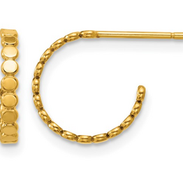 14k Yellow Gold-Filled 12mm Flat Beaded Hoop Earrings