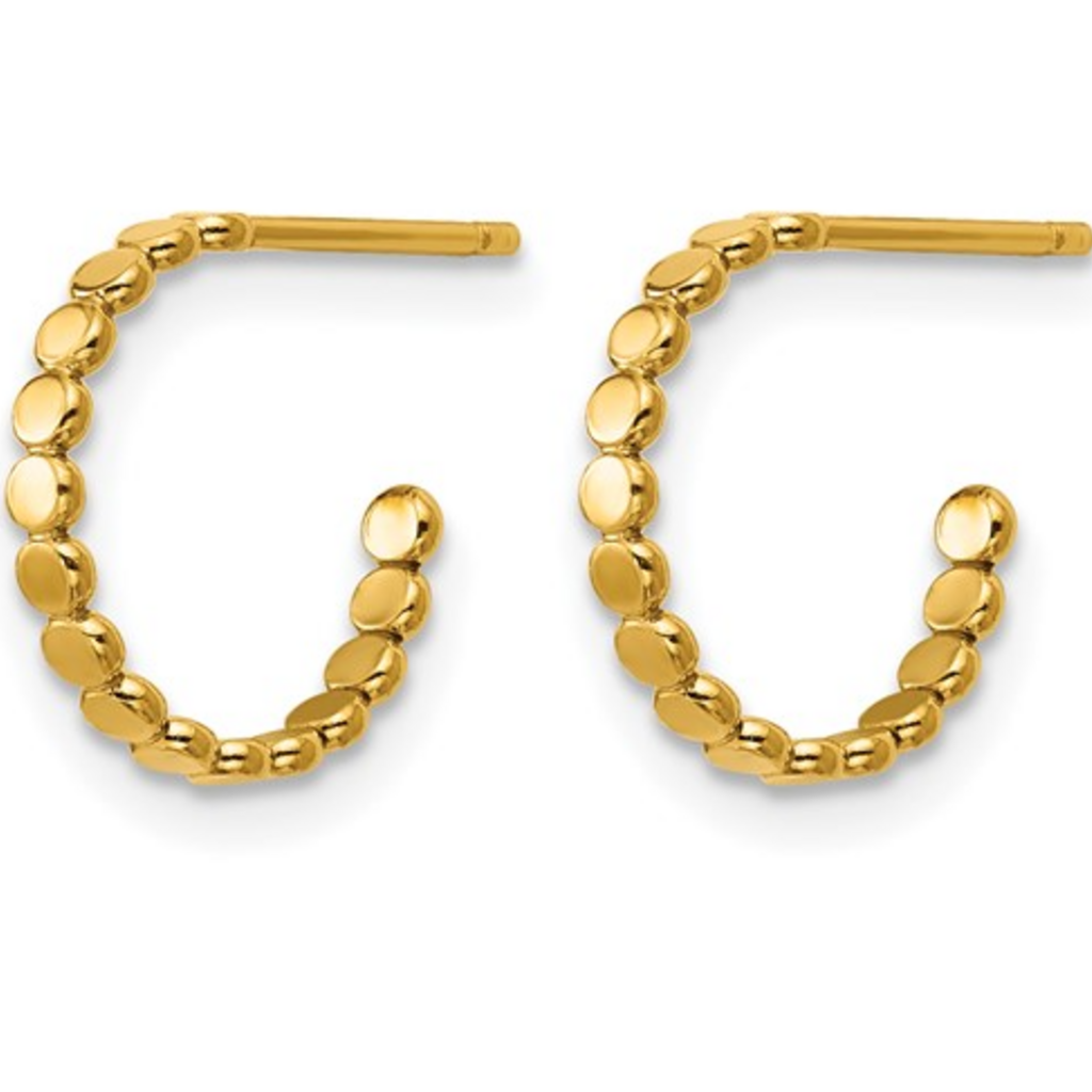 14k Yellow Gold-Filled 12mm Flat Beaded Hoop Earrings