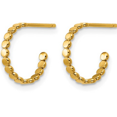 14k Yellow Gold-Filled 12mm Flat Beaded Hoop Earrings
