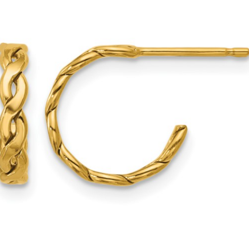 14k Yellow Gold-Filled 12mm Braided Hoop Earrings