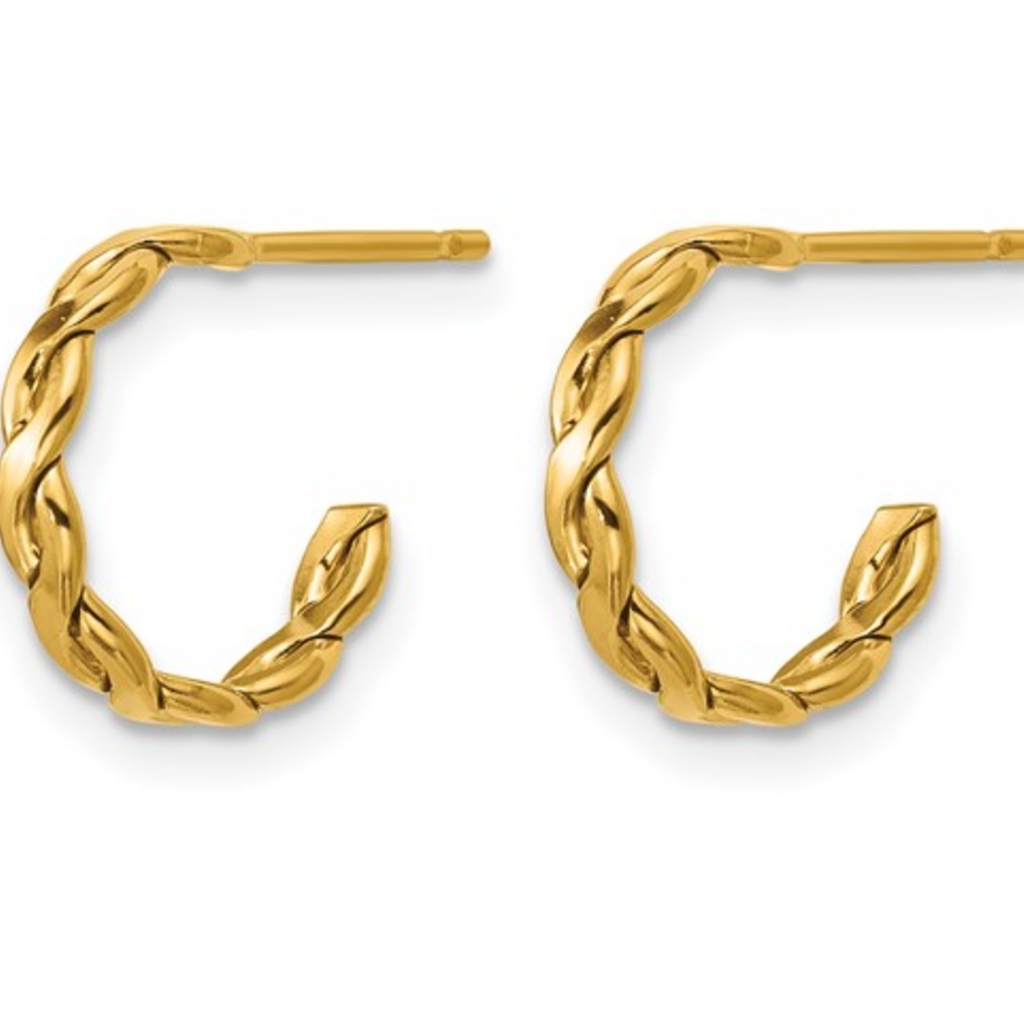 14k Yellow Gold-Filled 12mm Braided Hoop Earrings
