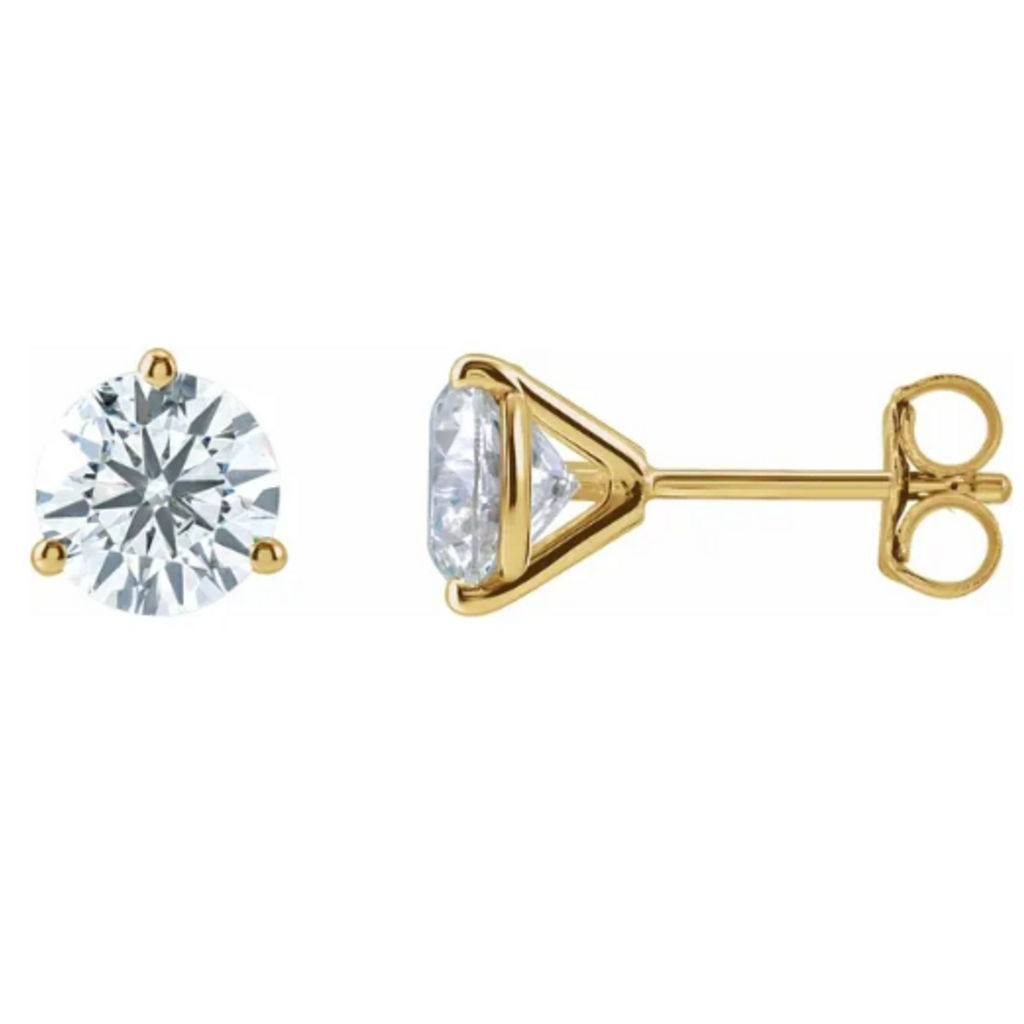American Jewelry 14k Yellow Gold 2ctw Lab Grown Diamond Solitaire Stud Earrings
