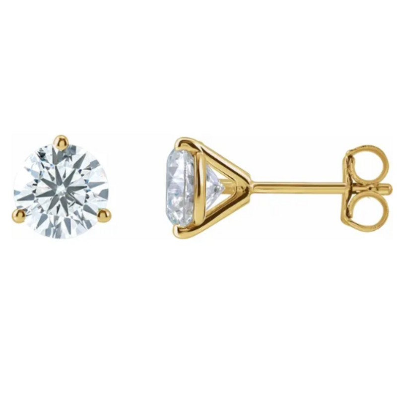 American Jewelry 14k Yellow Gold 2ctw Lab Grown Diamond Solitaire Stud Earrings