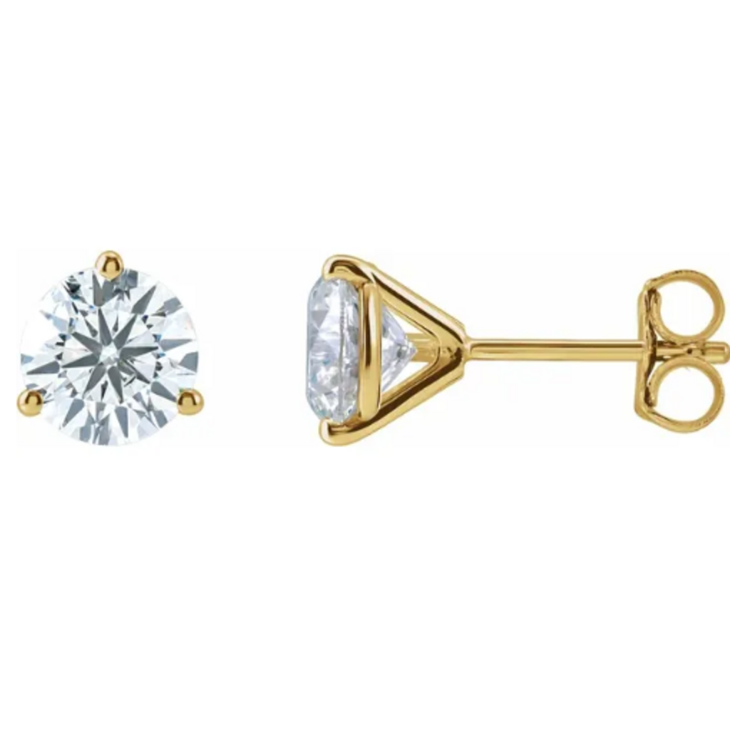 American Jewelry 14k Yellow Gold 4ctw Lab Grown Diamond Solitaire Stud Earrings