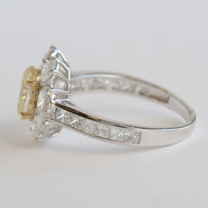 American Jewelry 14k White Gold 3ctw (1ct center) Lab Grown Yellow Diamond  Oval Halo Engagement Ring