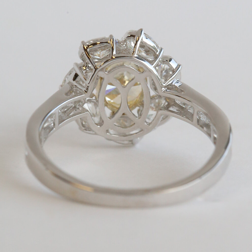 American Jewelry 14k White Gold 3ctw (1ct center) Lab Grown Yellow Diamond  Oval Halo Engagement Ring
