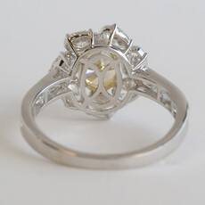 American Jewelry 14k White Gold 3ctw (1ct center) Lab Grown Yellow Diamond  Oval Halo Engagement Ring