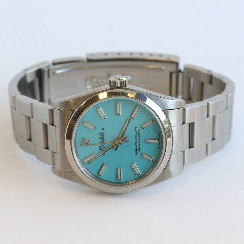 Rolex Pre-Owned Rolex Oyster Perpetual Watch w/ Light Blue Dial