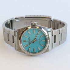 Rolex Pre-Owned Rolex Oyster Perpetual Watch w/ Light Blue Dial