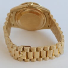 Rolex Pre-Owned Rolex 18k Gold President Watch w/ Blue Dial & Diamond Bezel Year 2000
