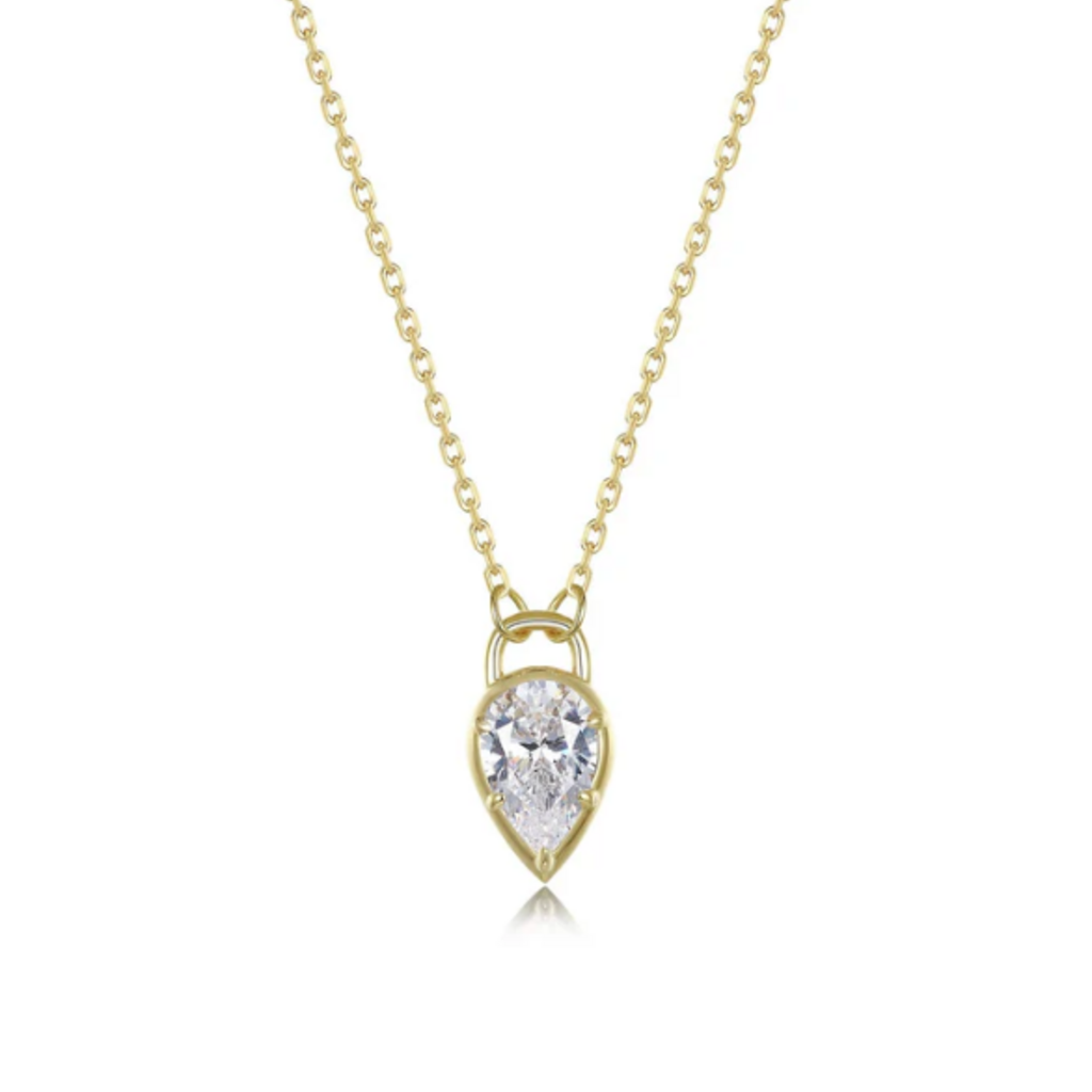 Lafonn Lafonn Gold-Plated Pear 1.33cttw Lock Necklace 20"