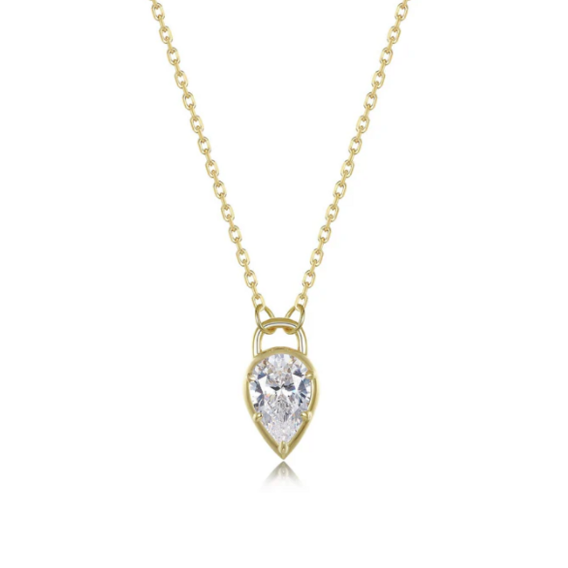 Lafonn Lafonn Gold-Plated Pear 1.33cttw Lock Necklace 20"