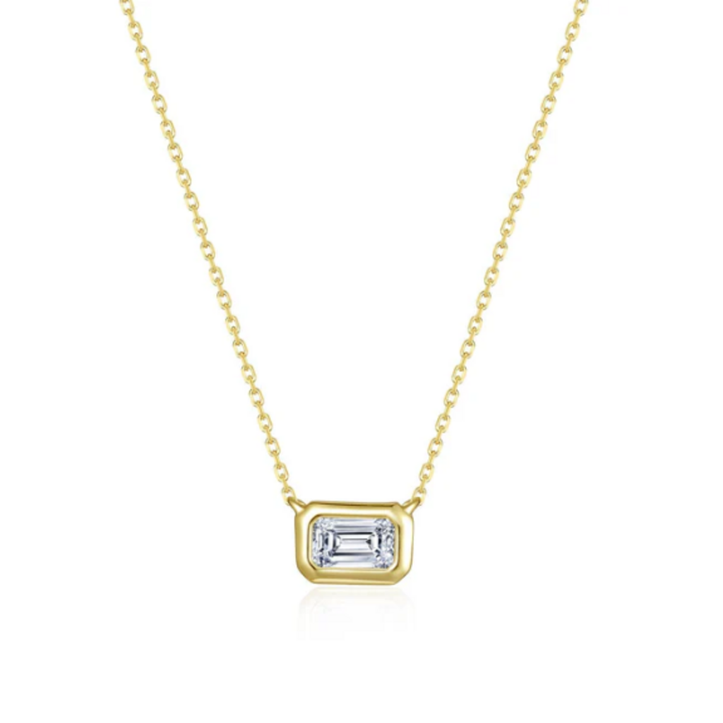 Lafonn Lafonn East-West Bezel-Set 0.54cttw Emerald-Cut Solitaire Choker Necklace 16"