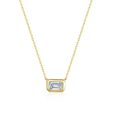 Lafonn Lafonn East-West Bezel-Set 0.54cttw Emerald-Cut Solitaire Choker Necklace 16"