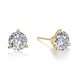 Lafonn Lafonn Sterling Silver Gold Plated 3ctw Simulated Diamond Martini Stud Earrings
