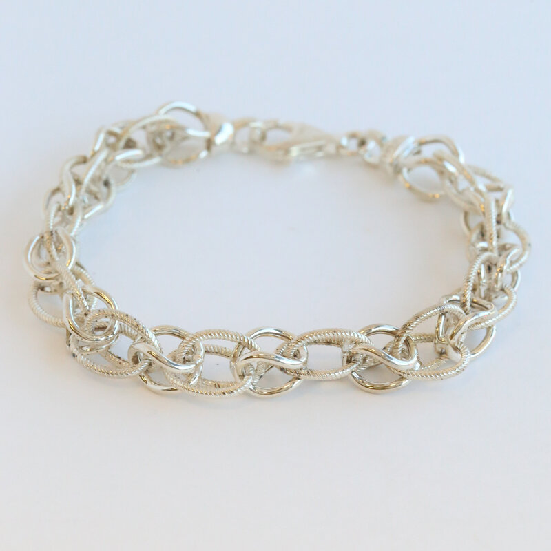 American Jewelry ESTATE Sterling Silver Fancy Link Bracelet (9")
