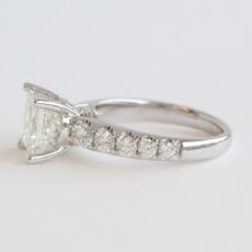 American Jewelry 18k White Gold 3.03ctw (2.09 J/VS1 GIA Ctr) Princess Cut Diamond Accented Solitaire Engagement Ring